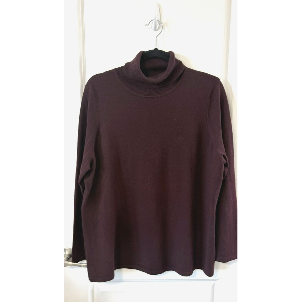 Lauren Ralph Lauren Womens 1X Knit Turtleneck Sweater Red Brown Merino wool